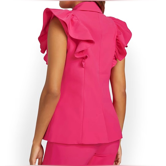 New York & Company Ruffle Sleeve Pant Suit. Fuschia SIZE M VEST . SIZE 10 PANT - Picture 2 of 12